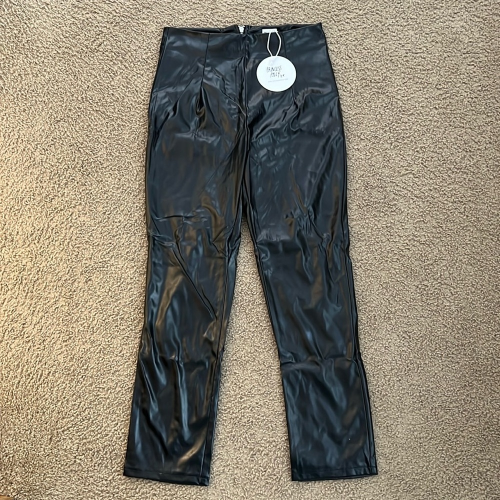 Princess Polly Lyra Leather Pants Black Size 10